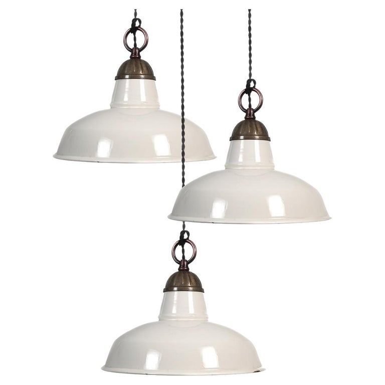 Classic White Porcelain Barn Light with Decorative Top For Sale at 1stDibs