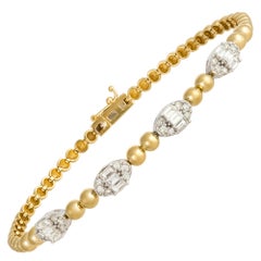Classic White Yellow Gold 18K Bracelet Diamond for Her