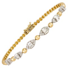 Classic White Yellow Gold 18K Bracelet Diamond for Her