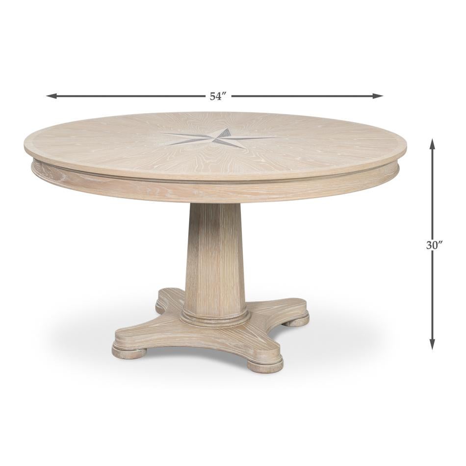 Classic Whitewash Round Dining Table For Sale 4