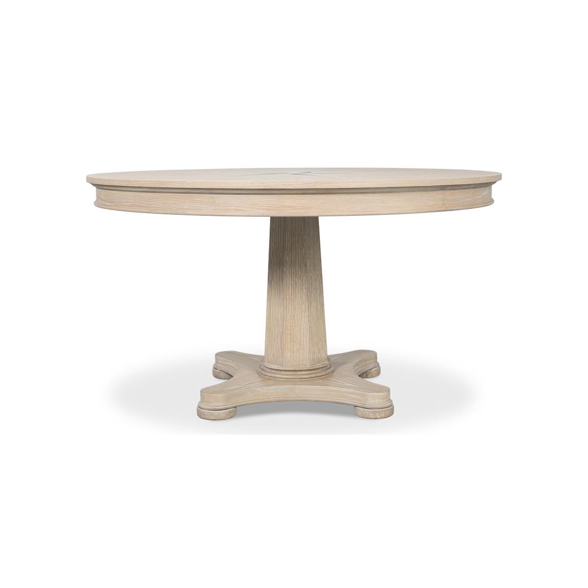Contemporary Classic Whitewash Round Dining Table For Sale