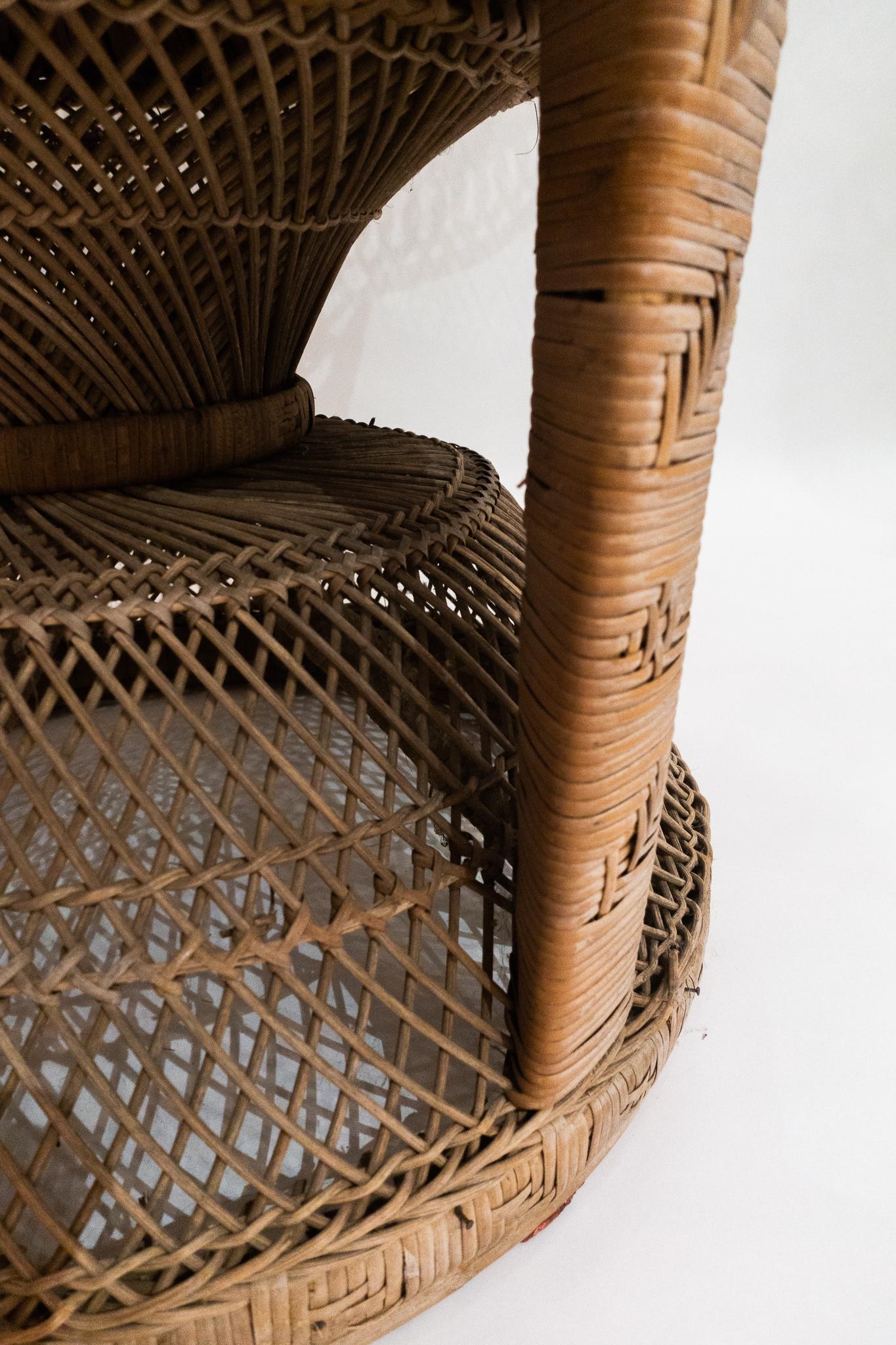 Mid-Century Modern Classic Wicker Emanuelle Peacock Chair, 1970