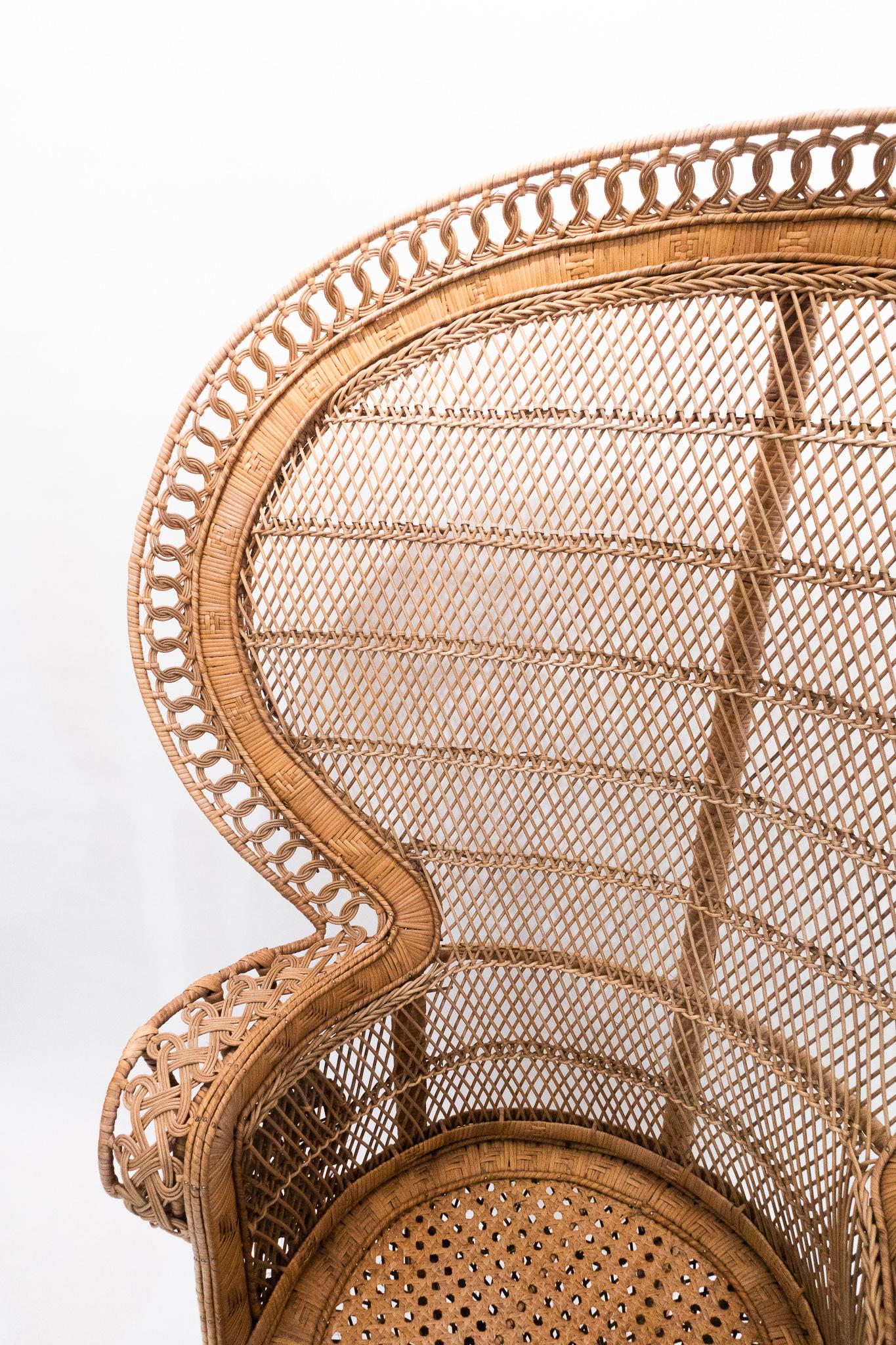 20th Century Classic Wicker Emanuelle Peacock Chair, 1970