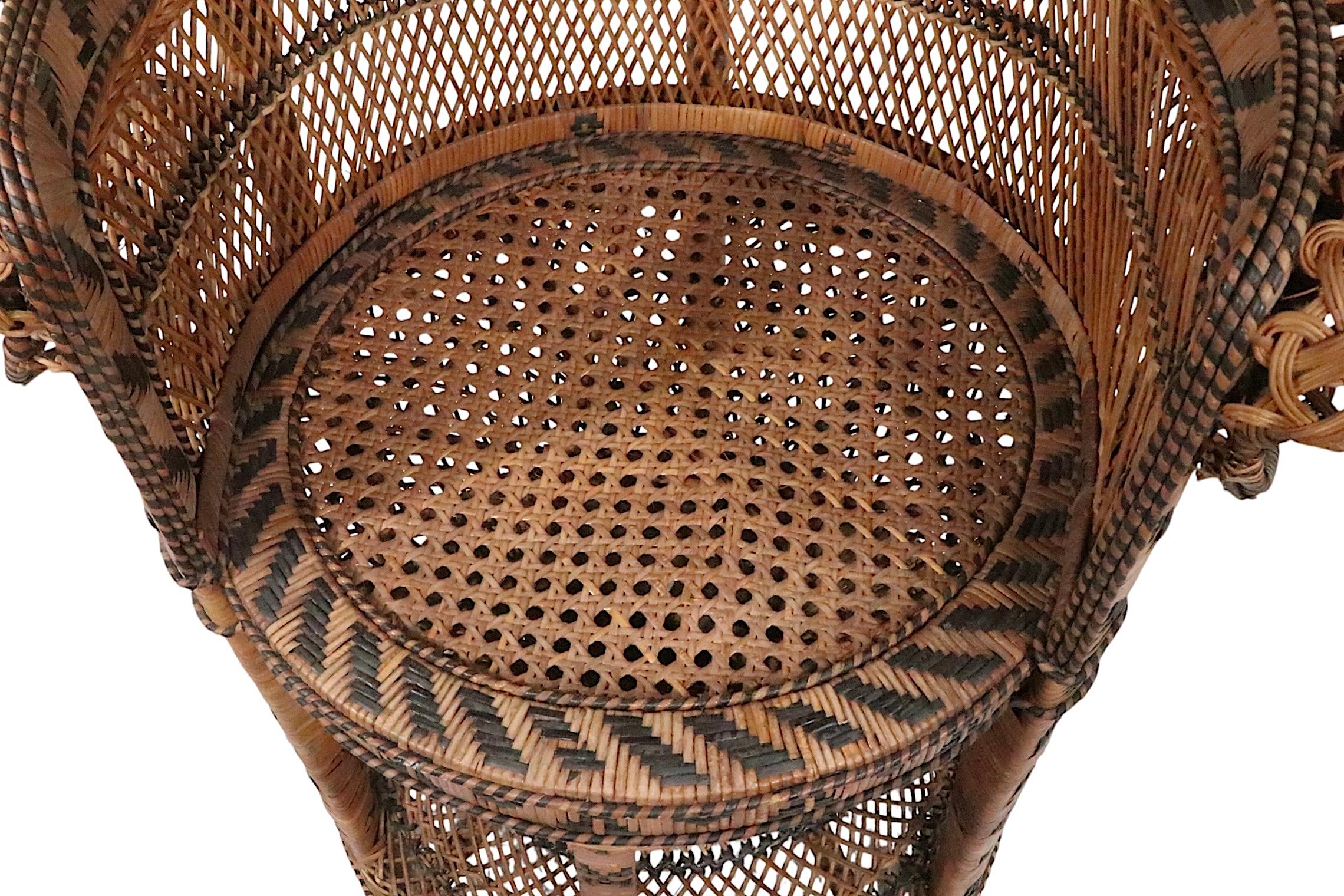 Sedia classica in vimini Emmanuelle Peacock 1960/70 ca. in vendita 6