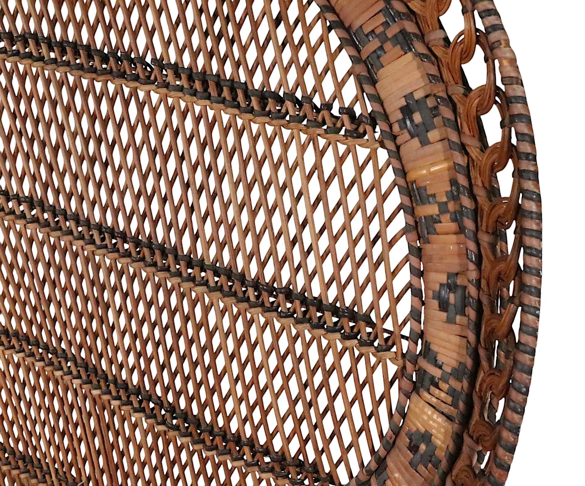 Sedia classica in vimini Emmanuelle Peacock 1960/70 ca. in vendita 10