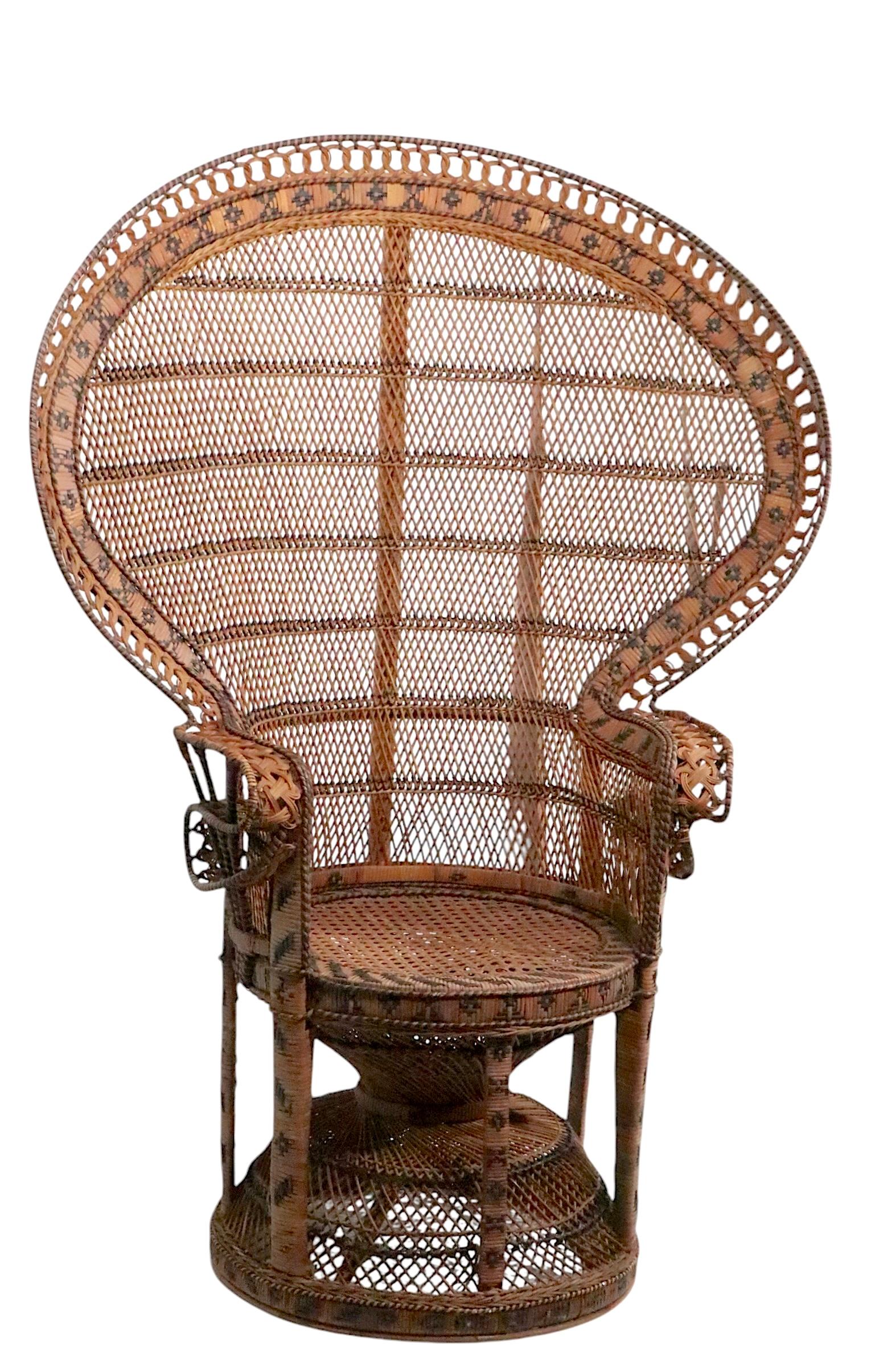 Sedia classica in vimini Emmanuelle Peacock 1960/70 ca. in vendita 11
