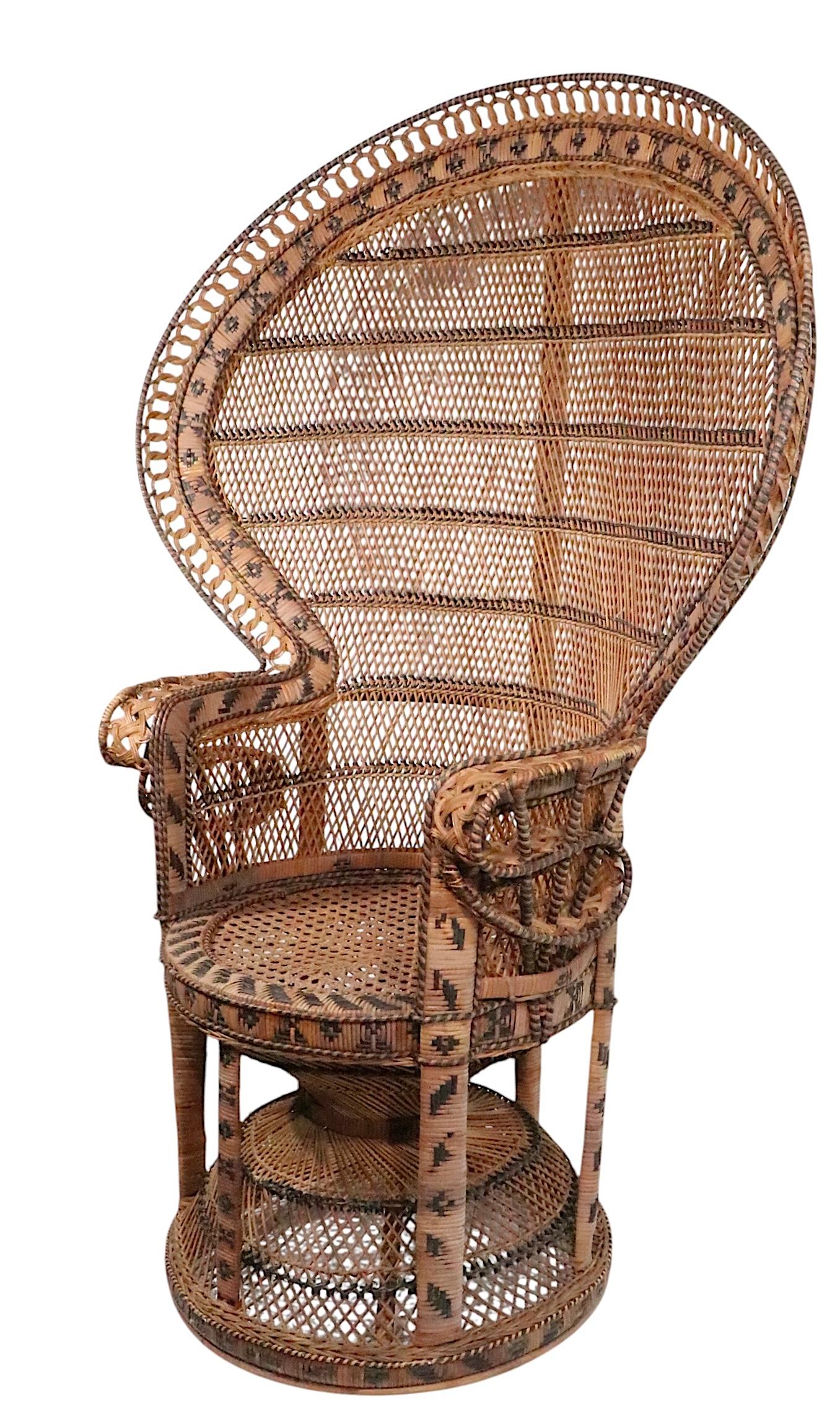 Bohémien Sedia classica in vimini Emmanuelle Peacock 1960/70 ca. in vendita
