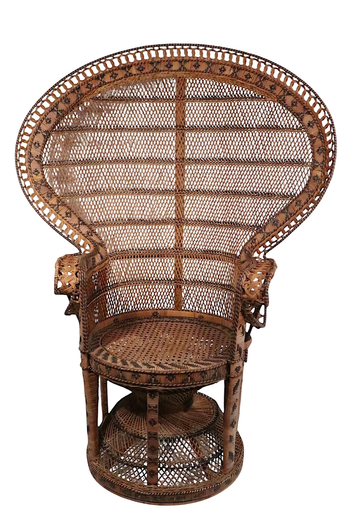 XX secolo Sedia classica in vimini Emmanuelle Peacock 1960/70 ca. in vendita