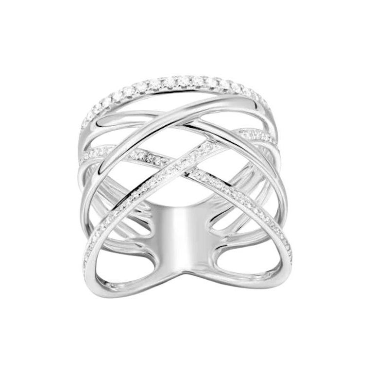 Anello classico largo con diamante in oro bianco, esclusivo per lei in vendita