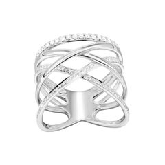 Klassischer breiter Diamant Weißgold Exklusiver Ring für Sie
