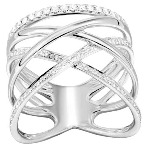 Anillo Clásico Ancho Diamante Oro Blanco Exclusivo para Ella en venta