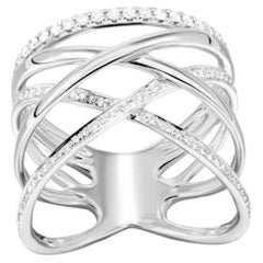 Anillo Clásico Ancho Diamante Oro Blanco Exclusivo para Ella