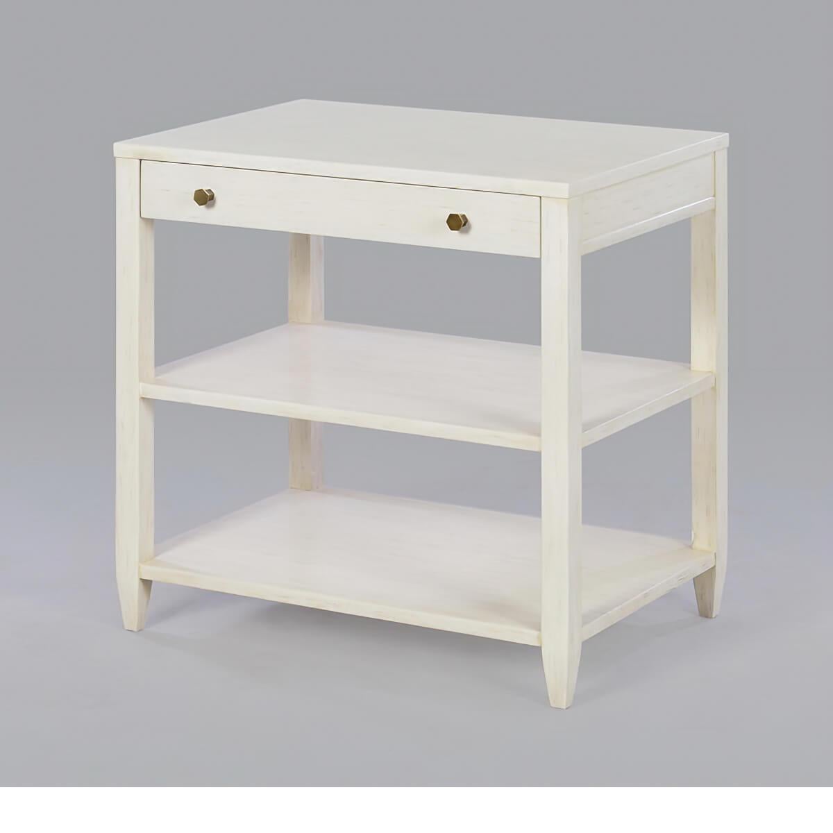 Classic Wide Side Table, Rustic White In New Condition For Sale In Westwood, NJ