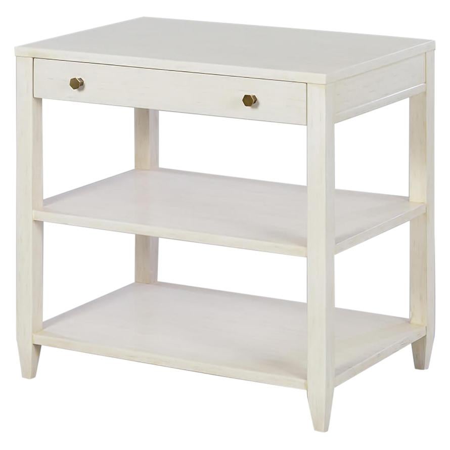 Classic Wide Side Table, Rustic White For Sale