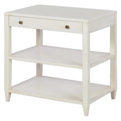 Table d'appoint large classique, blanc rustique