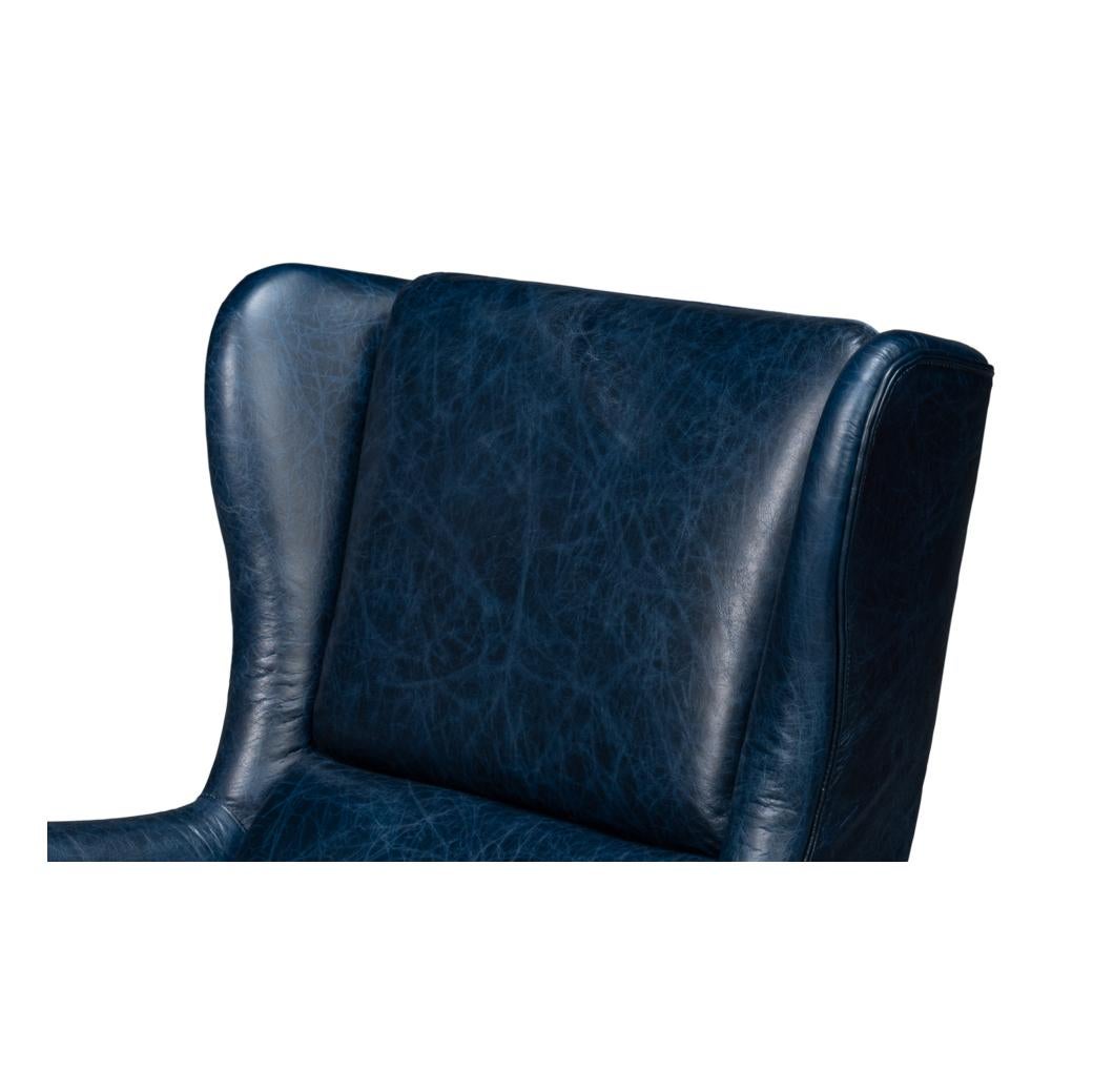 Classic Wingback Leather Chair Chateau Blue For Sale 1