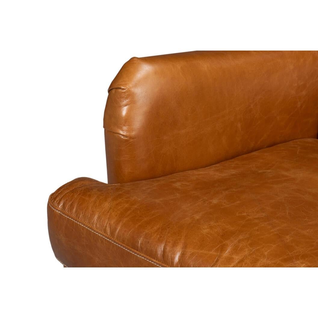 Classic Wingback Leather Chair Cuban Brown For Sale 4