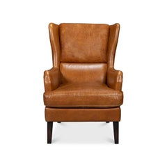 Sedia classica Wingback in pelle Cuban Brown