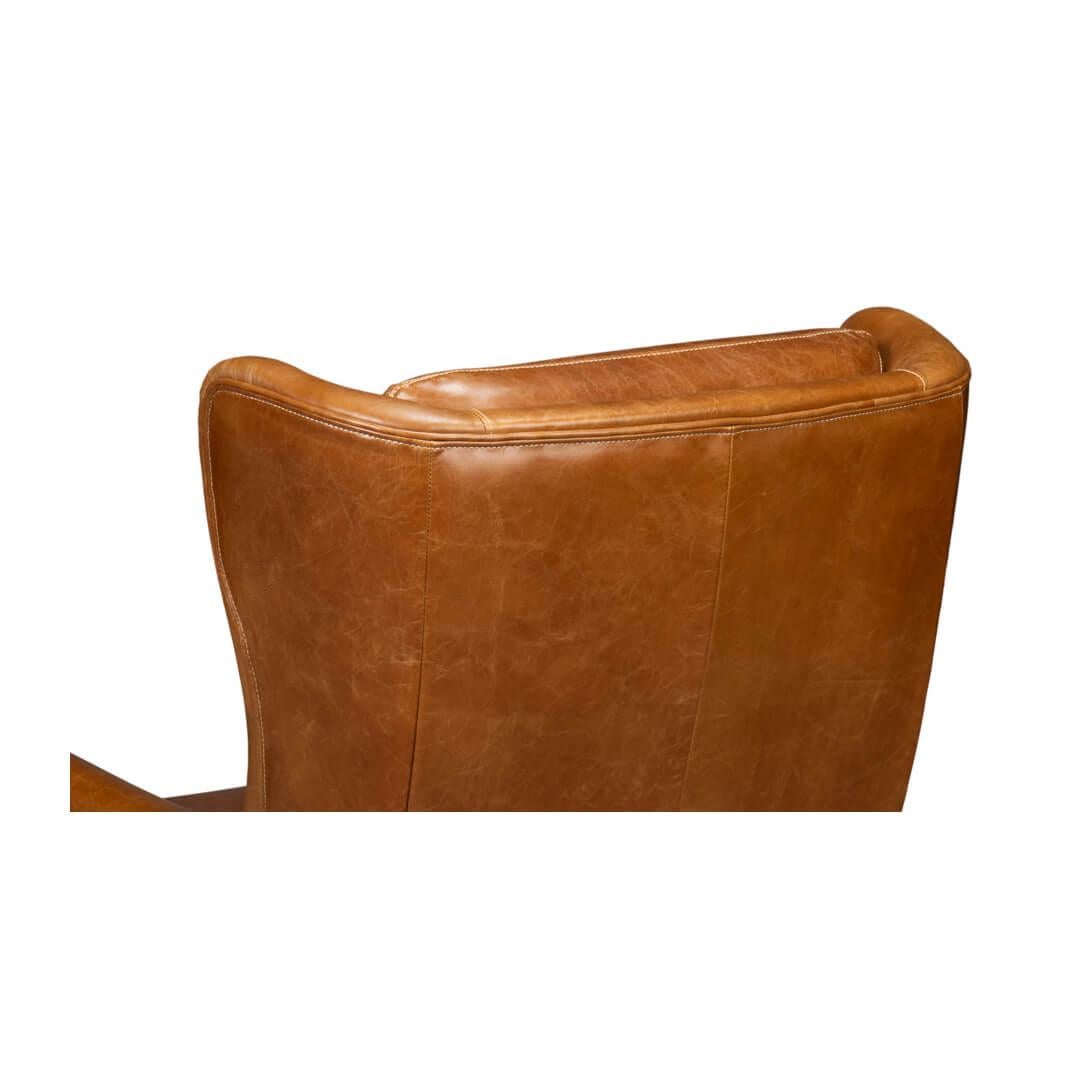 Classic Wingback Leather Chair Cuban Brown For Sale 1