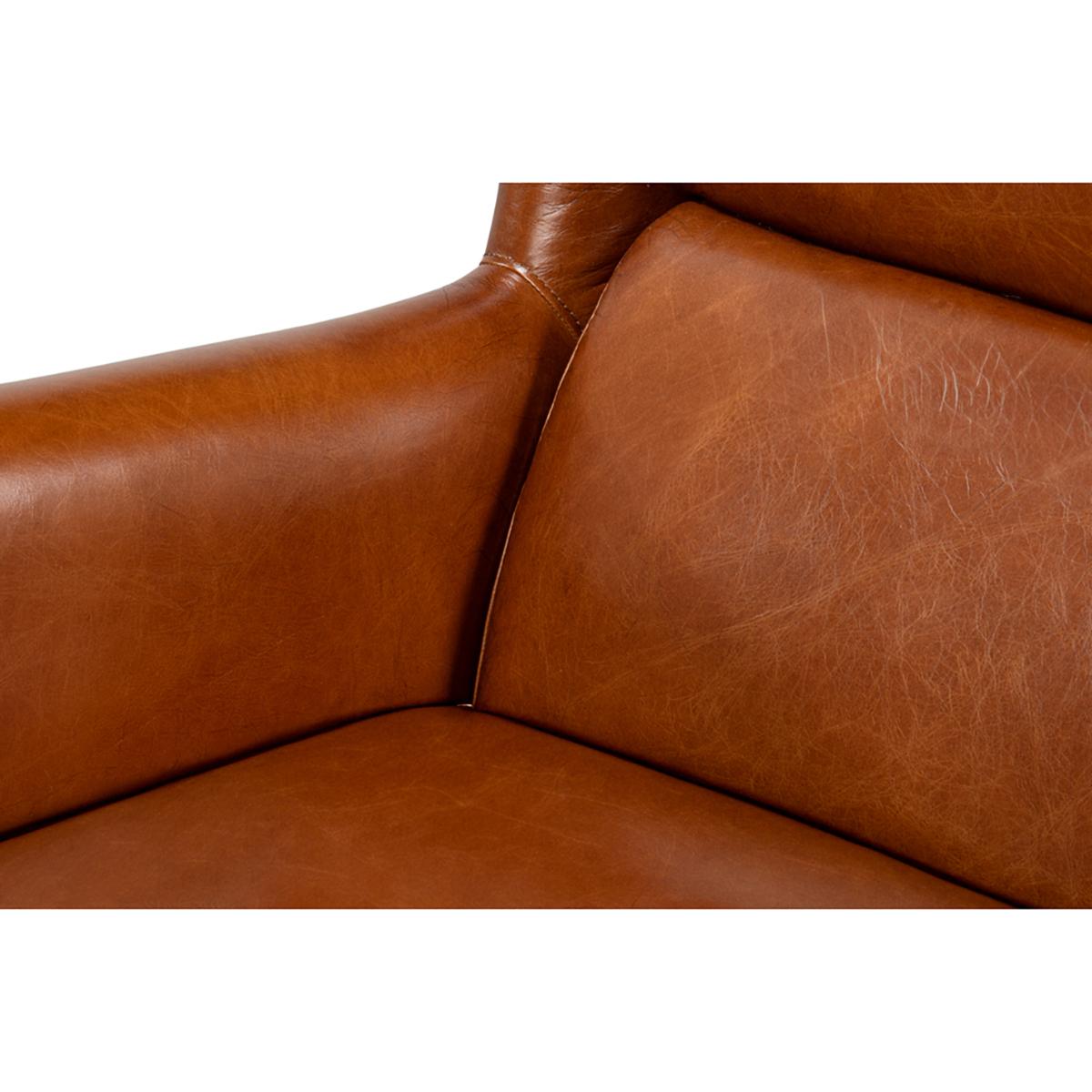 Classic Wingback Leather Chair In New Condition For Sale In Westwood, NJ