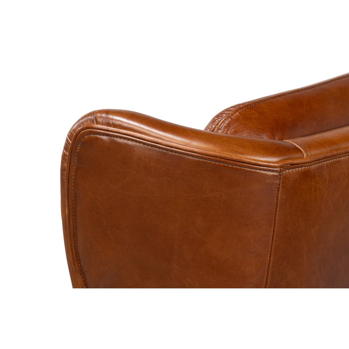 Contemporary Classic Wingback Leather Chair For Sale