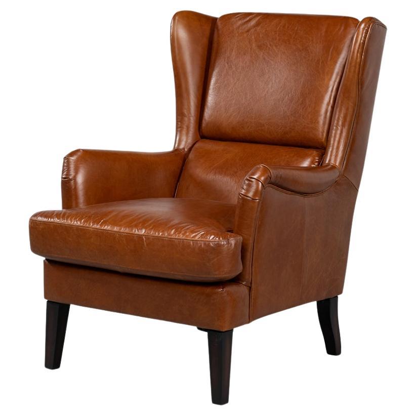 Classic Wingback Leather Chair For Sale