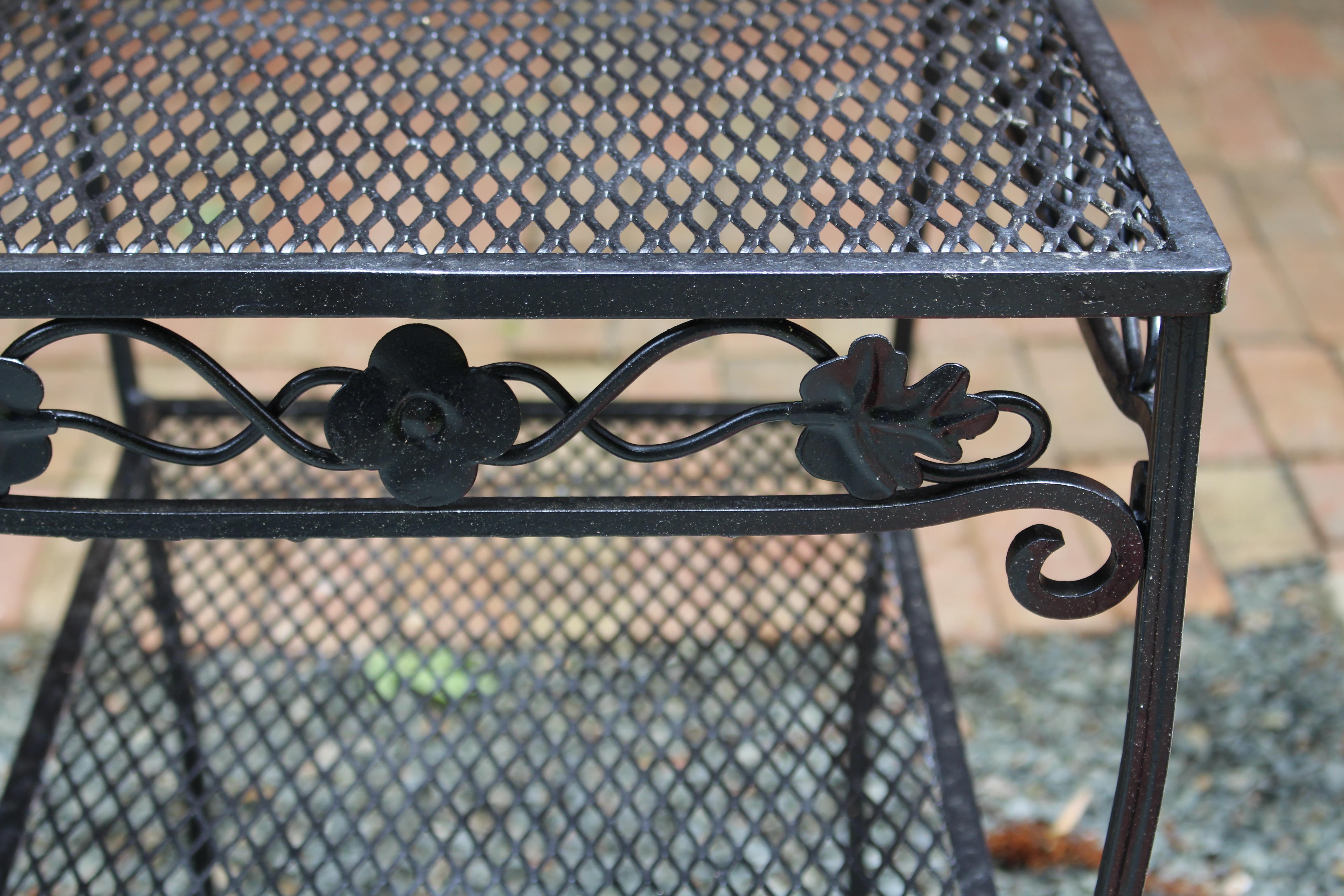 Classic Woodard Wrought Iron Two-Tier Side Table In Good Condition In Chapel Hill, NC