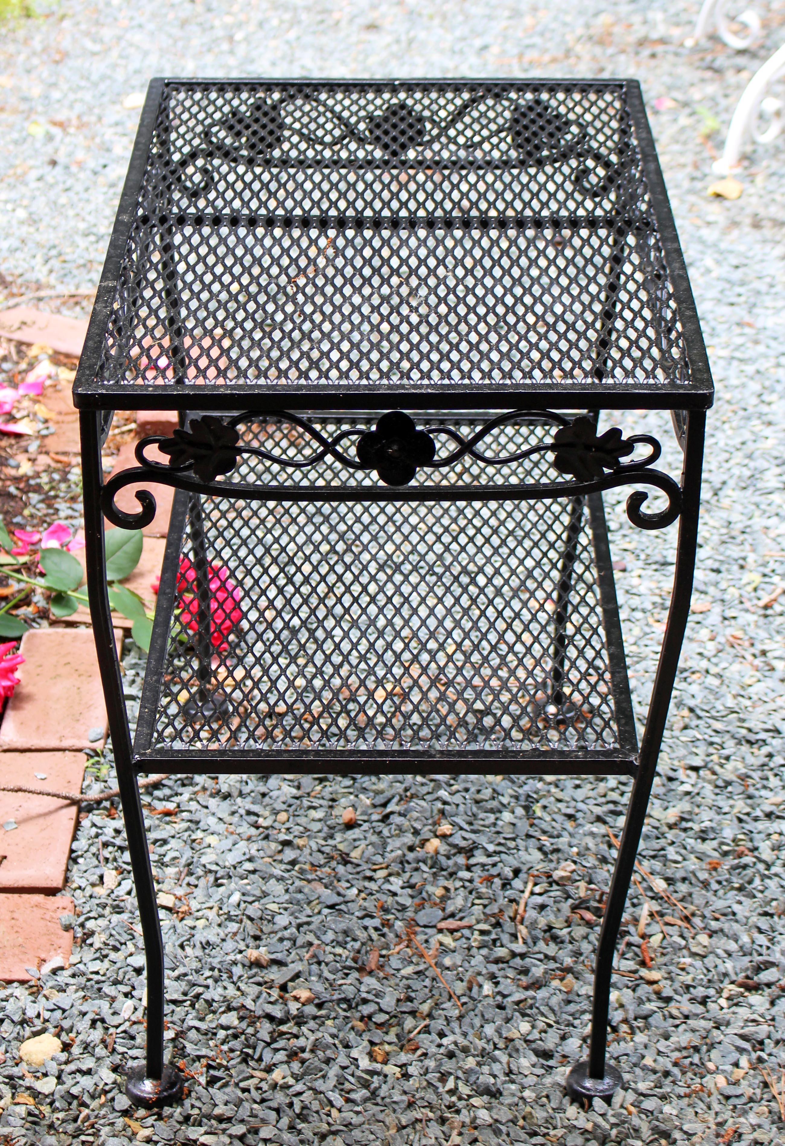 Classic Woodard Wrought Iron Two-Tier Side Table 2