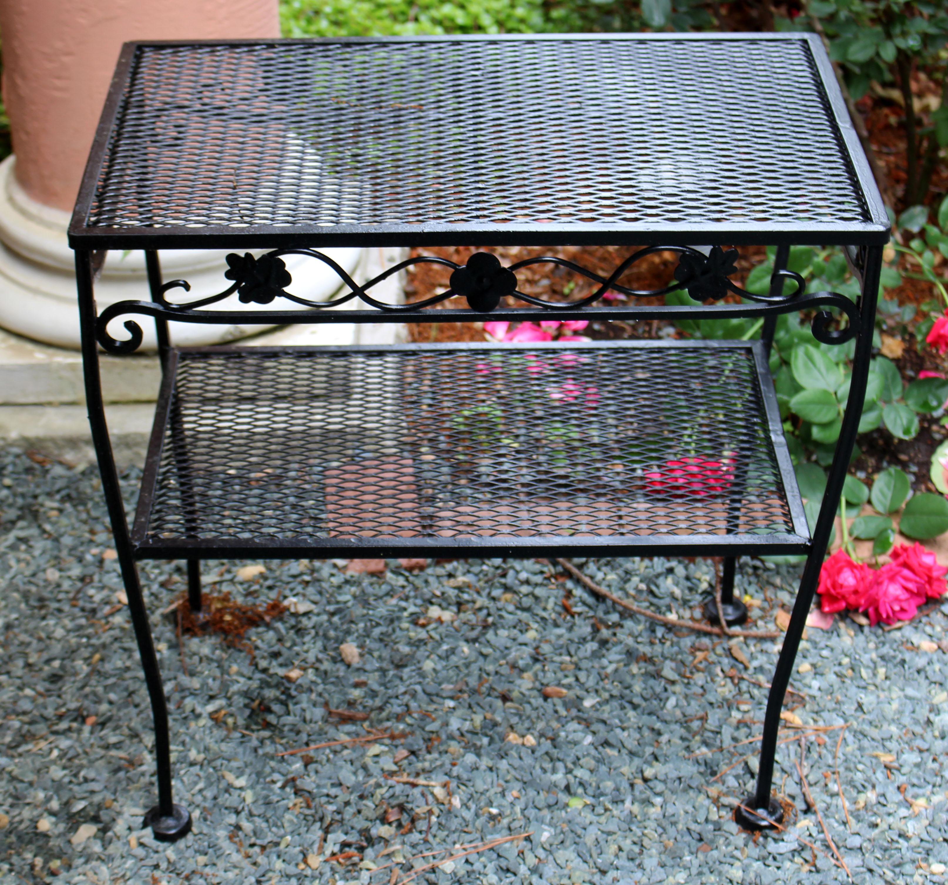 Classic Woodard Wrought Iron Two-Tier Side Table 3