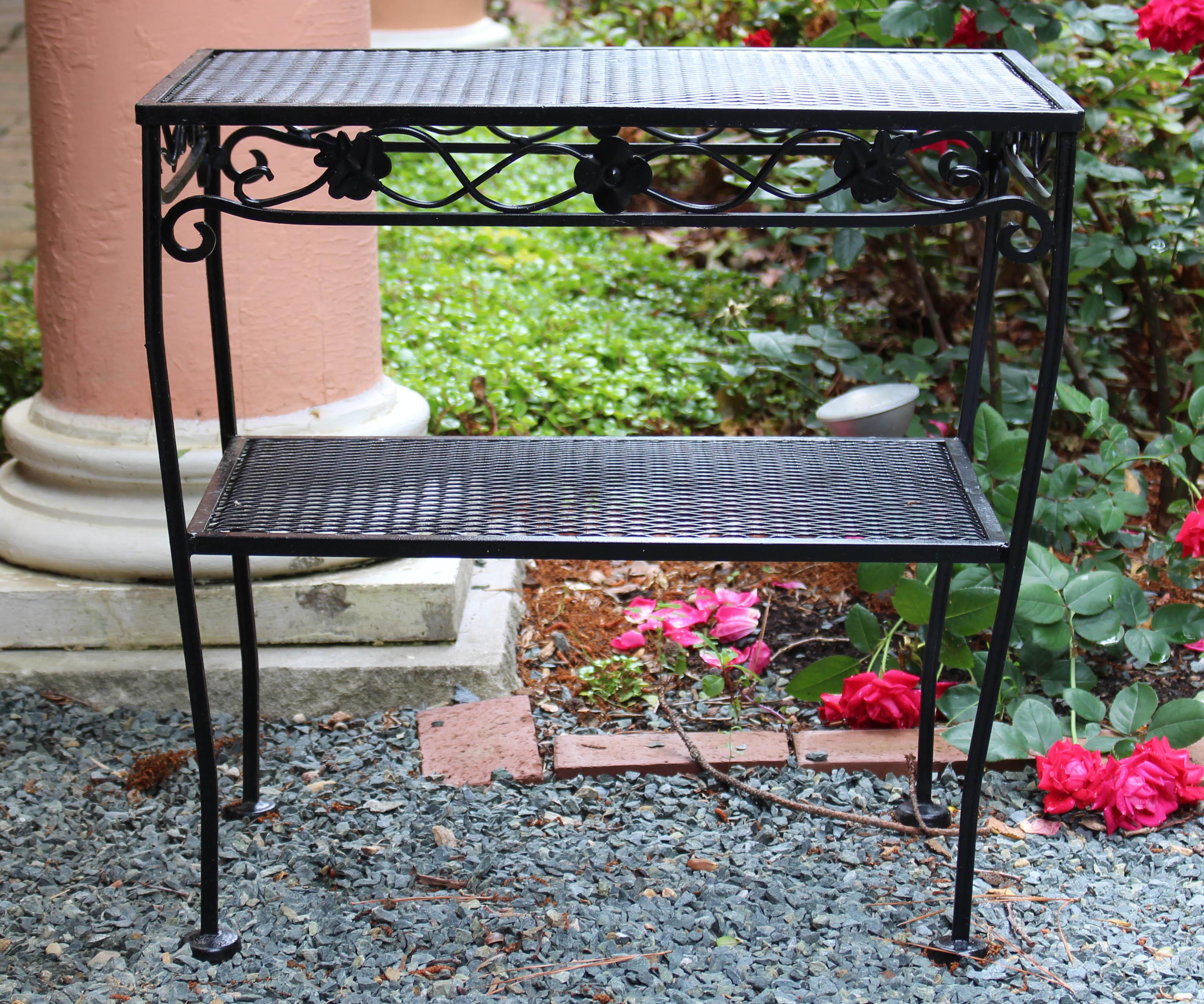 Classic Woodard Wrought Iron Two-Tier Side Table 4