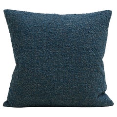 Almohada Bouclé Clásica Mezcla de Lana y Lino en Azul 60x60 cm.
