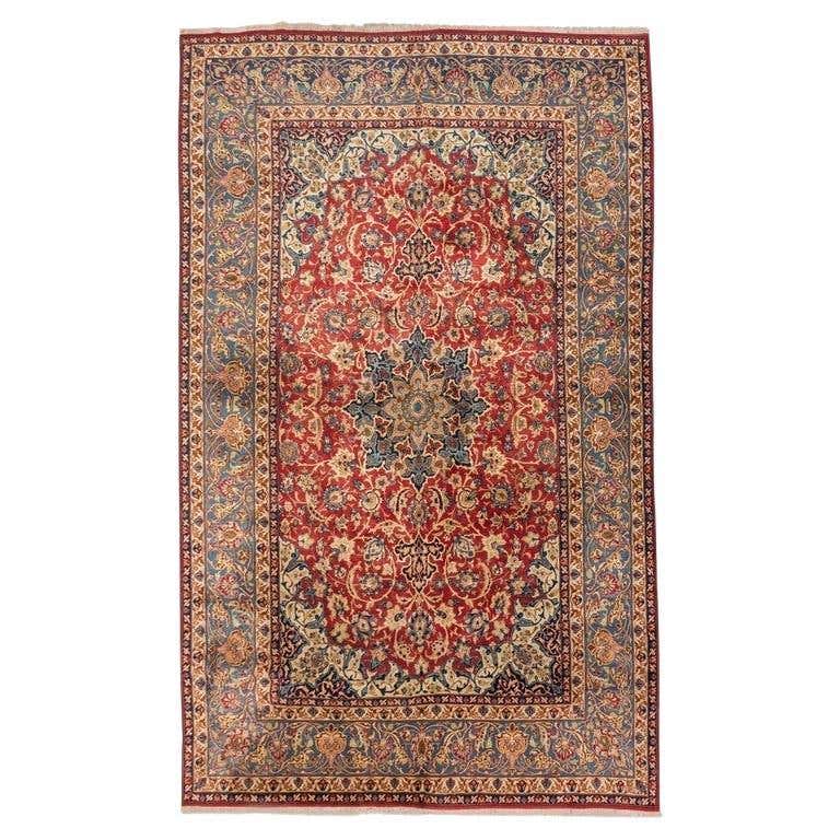 Antique Classic Rug, Design of Palmts, Flowers and Branches For Sale at ...