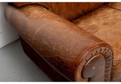 Classic Worn Leather Three Seat Sofa