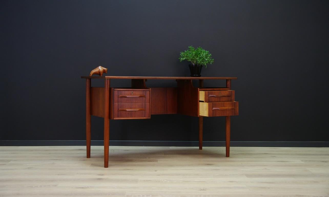 Classic Writing Desk Teak Danish Design Retro In Good Condition In Szczecin, Zachodniopomorskie