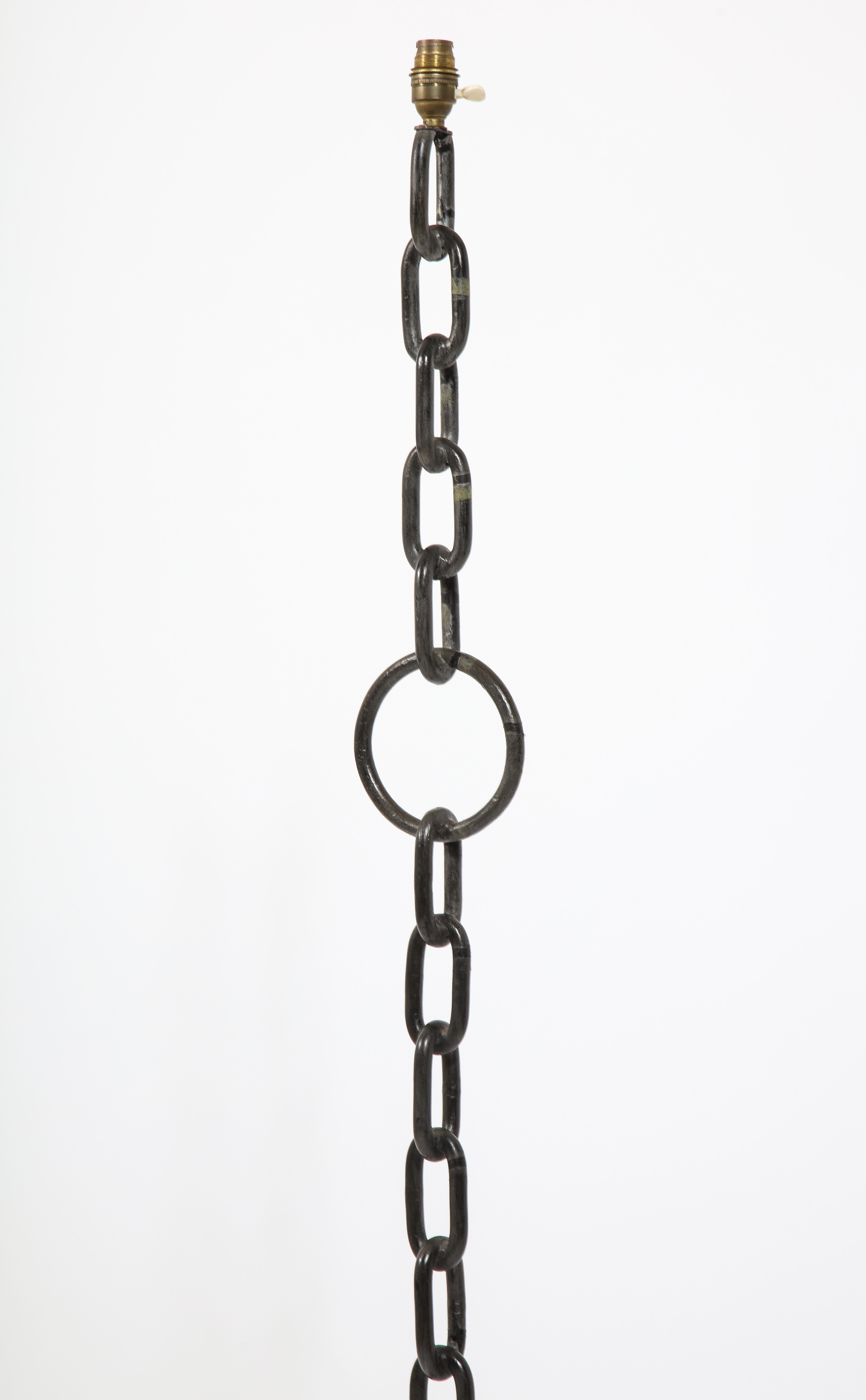 Classic Wrought Iron Chain Motif Standing Lamp, France 1960's 2