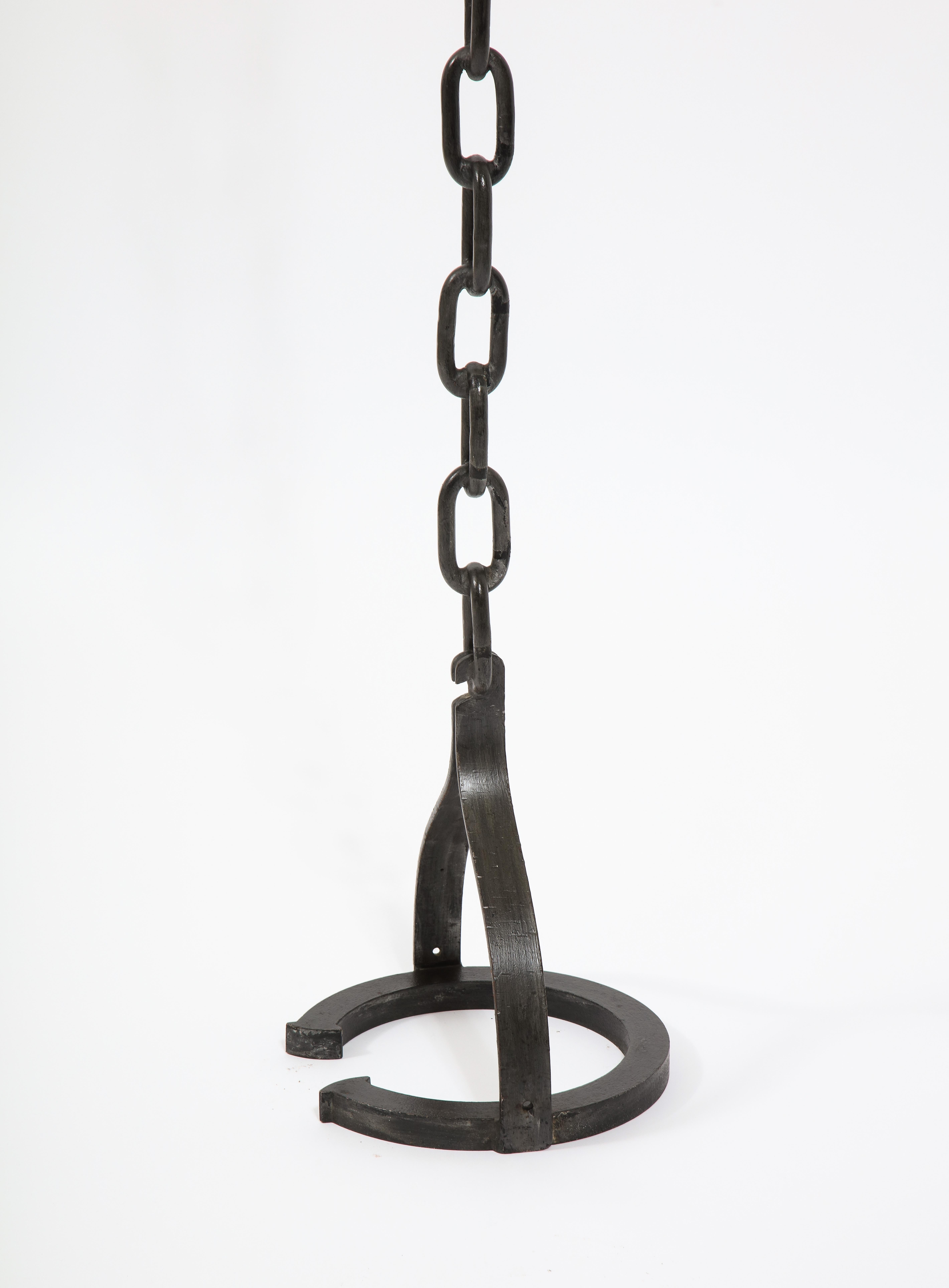 Classic Wrought Iron Chain Motif Standing Lamp, France 1960's 4