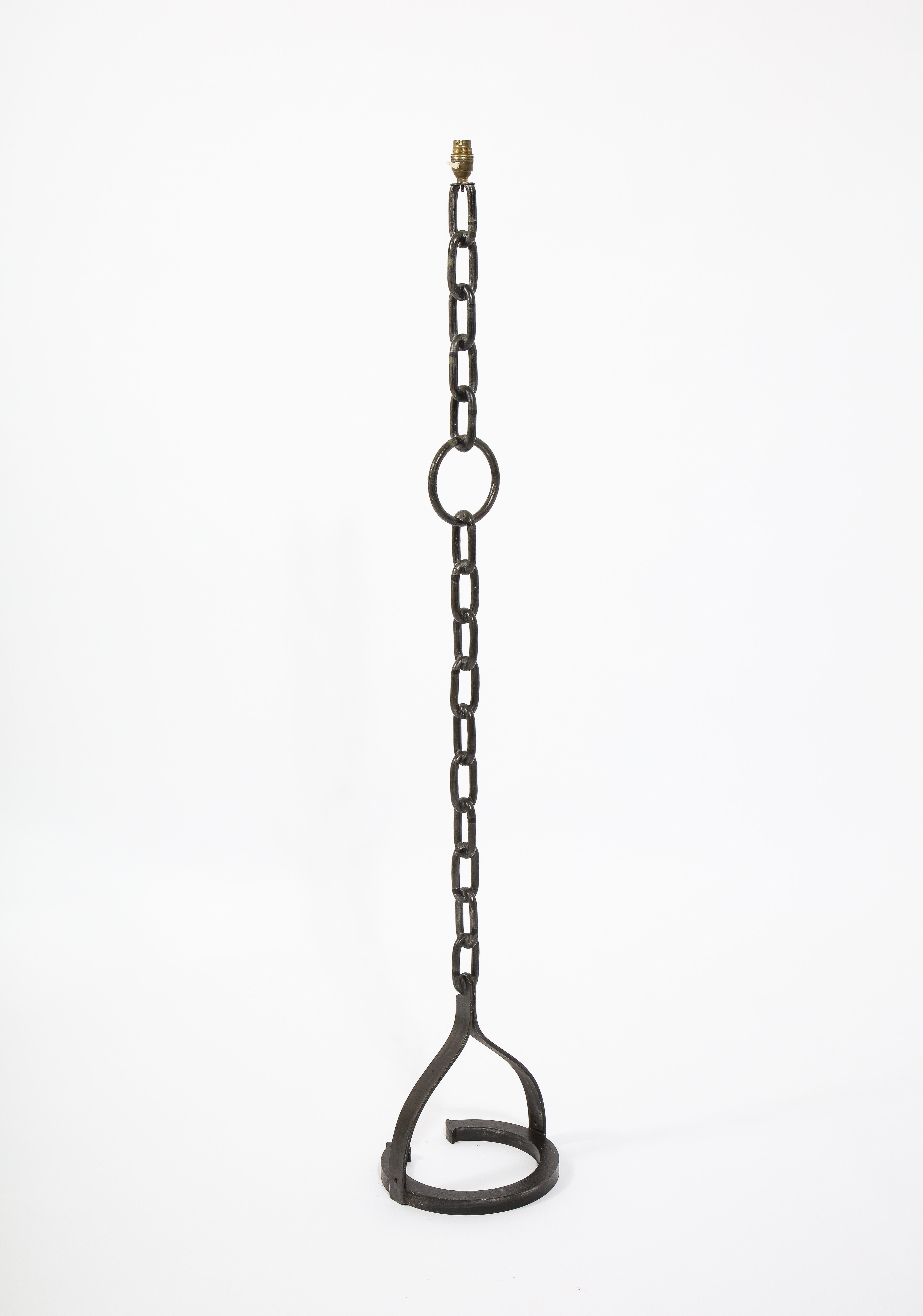 Classic Wrought Iron Chain Motif Standing Lamp, France 1960's 6