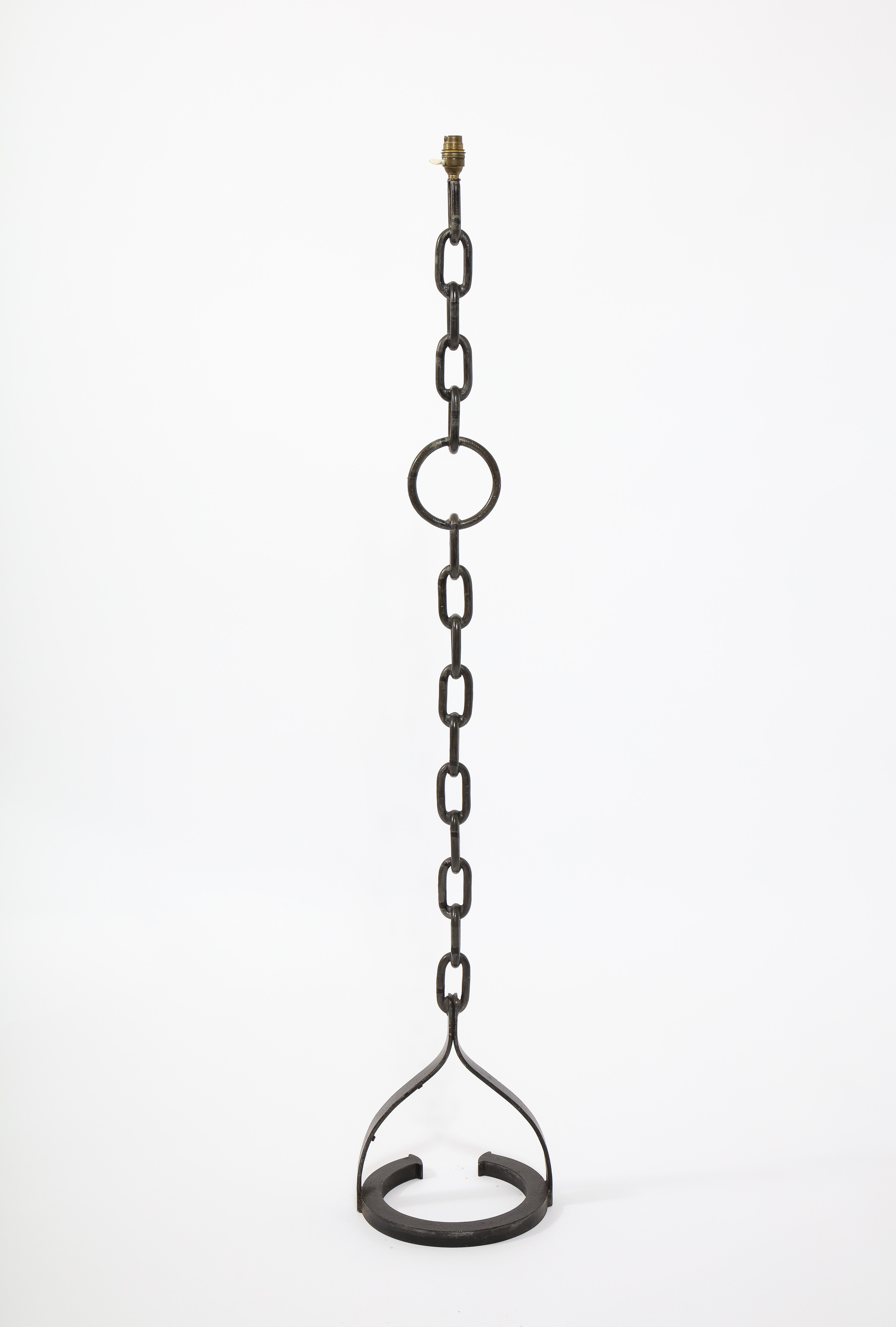 Classic Wrought Iron Chain Motif Standing Lamp, France 1960's 7