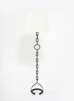 Classic Wrought Iron Chain Motif Standing Lamp, France 1960's