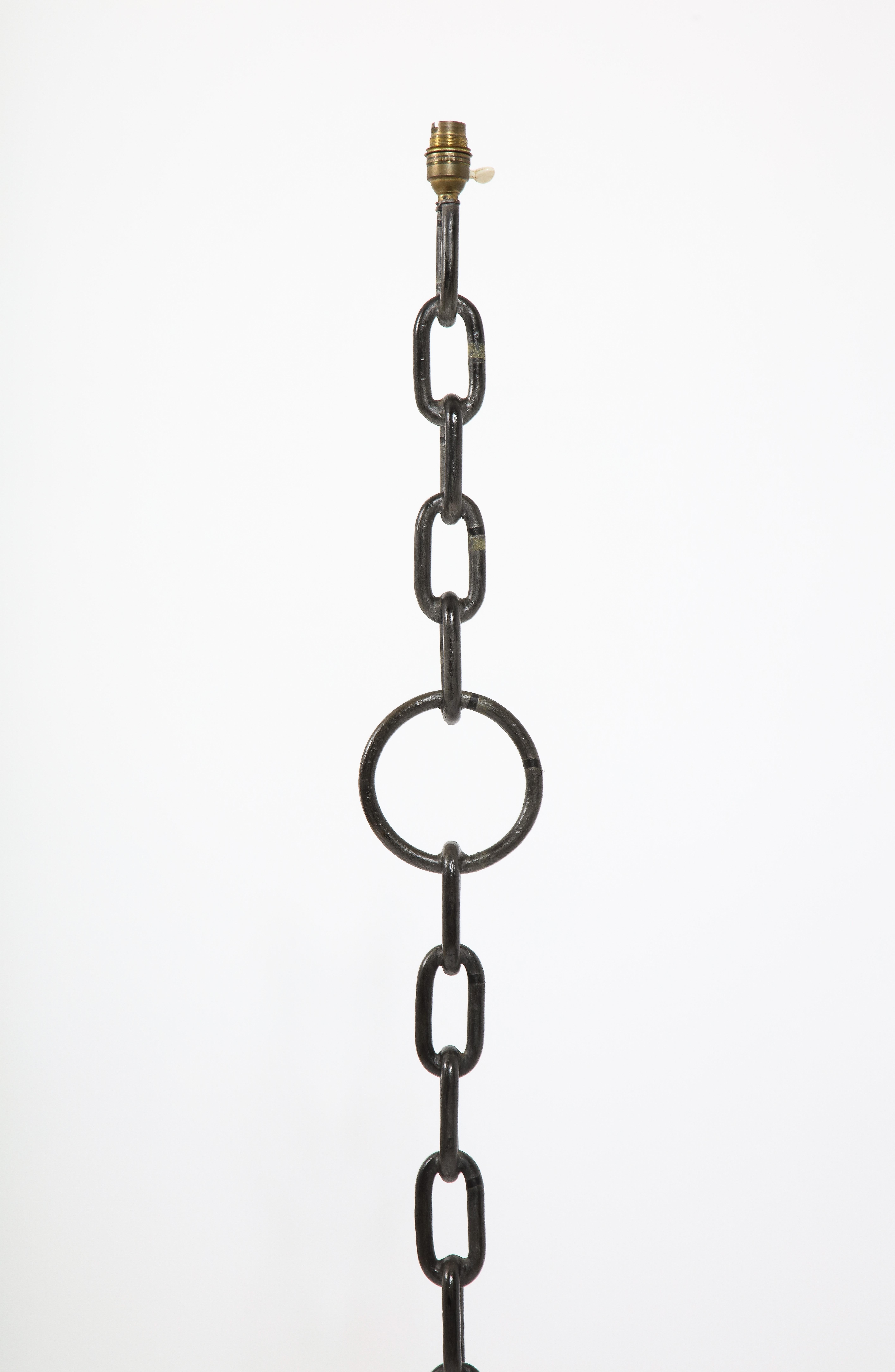 Classic Wrought Iron Chain Motif Standing Lamp, France 1960's In Good Condition In New York, NY