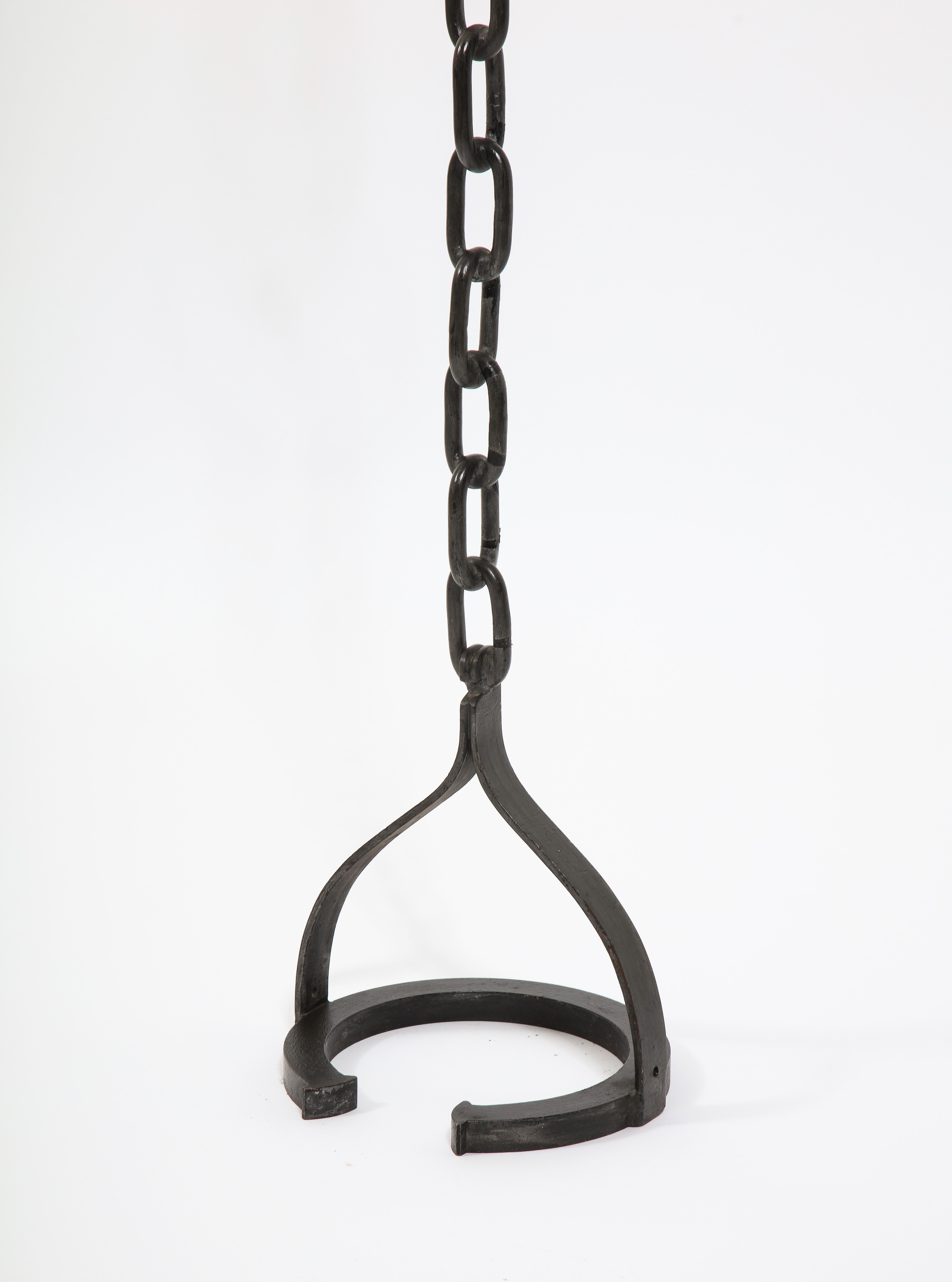 Classic Wrought Iron Chain Motif Standing Lamp, France 1960's 1