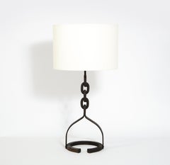 Classic Wrought Iron Chain Motif Table Lamp, France 1960's
