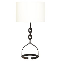 Classic Wrought Iron Chain Motif Table Lamp, France 1960's