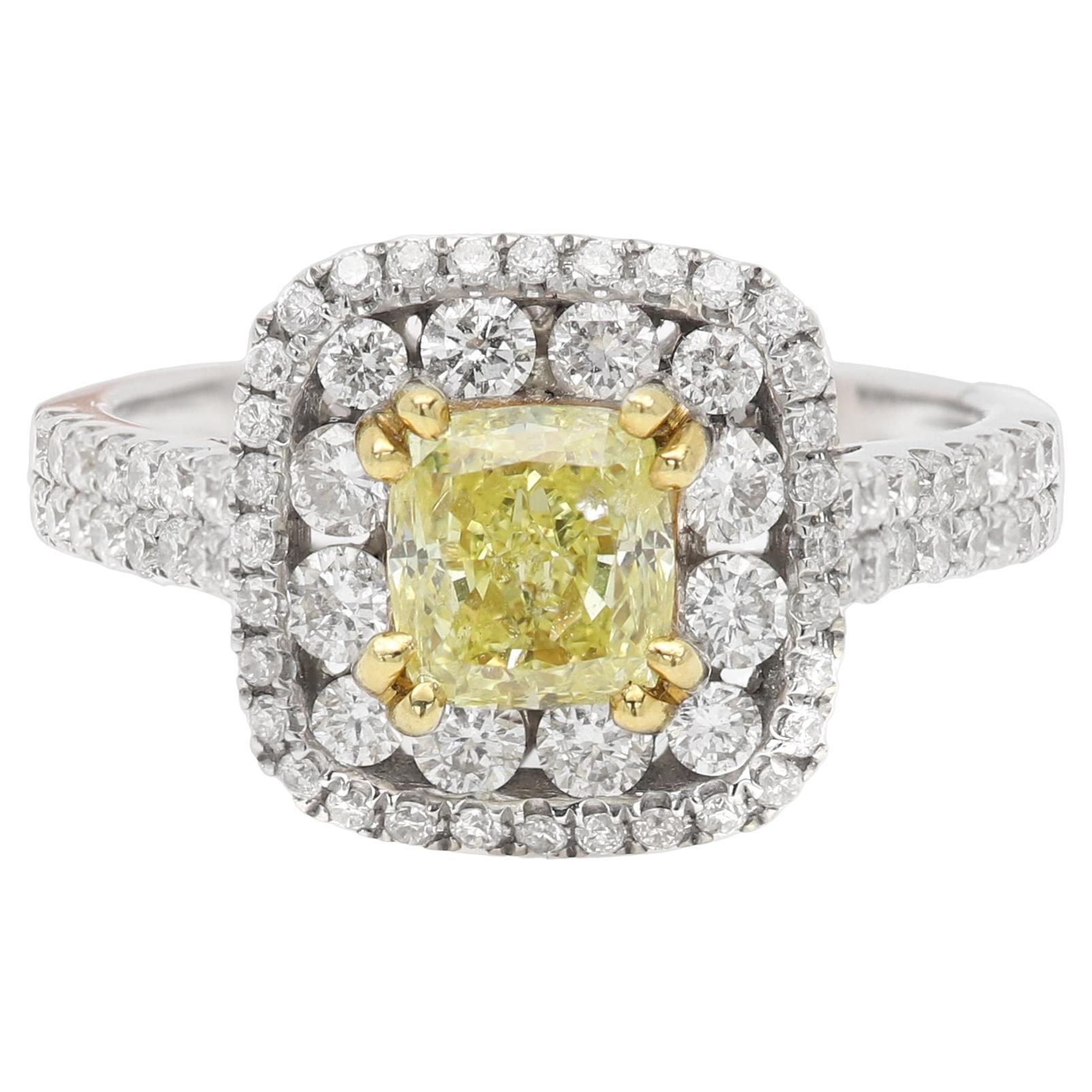 Bague classique en or 18 carats avec diamant jaune