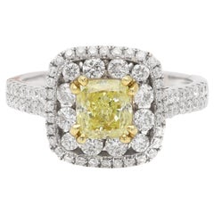 Anello classico con diamante giallo in oro 18 carati