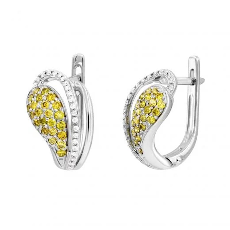 Classic Yellow Diamond White 14k Gold Earrings for Her In New Condition For Sale In Montreux, CH