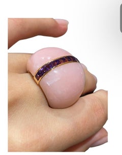 Pink Opal  Gold Ring for Her