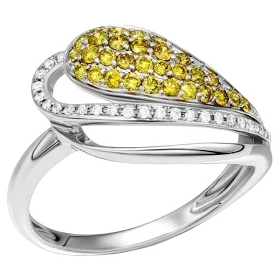 Modern Classic Yellow Diamond White 14k Gold Ring for Her For Sale