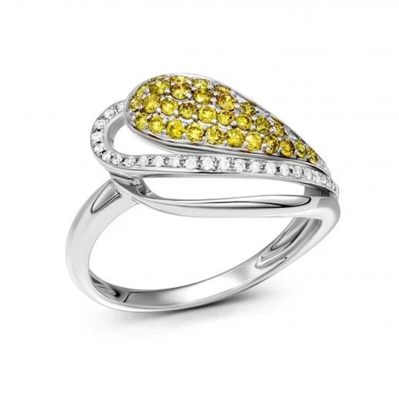 Round Cut Classic Yellow Diamond White 14k Gold Ring for Her For Sale