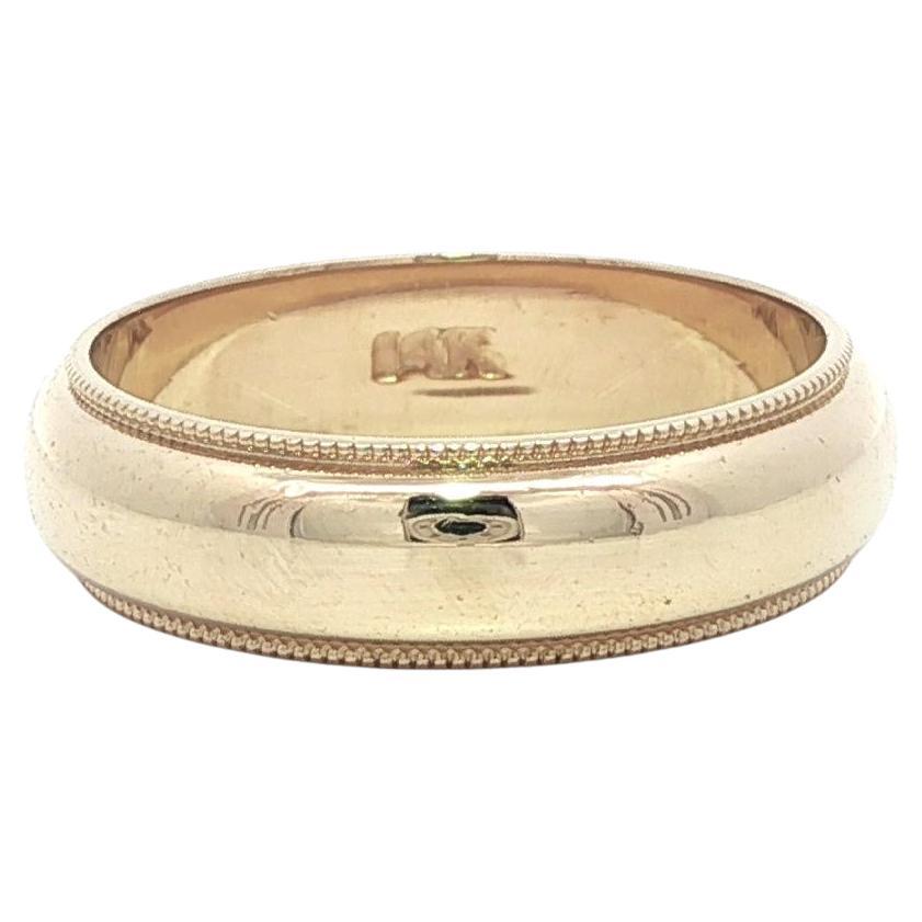 Klassische Gelbgold 5,1mm Milgrain Kanten gewölbt Band Ring sz 5,5 im Angebot